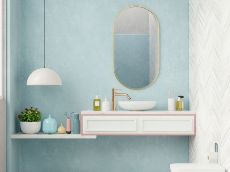 bagno con lavandino sospeso