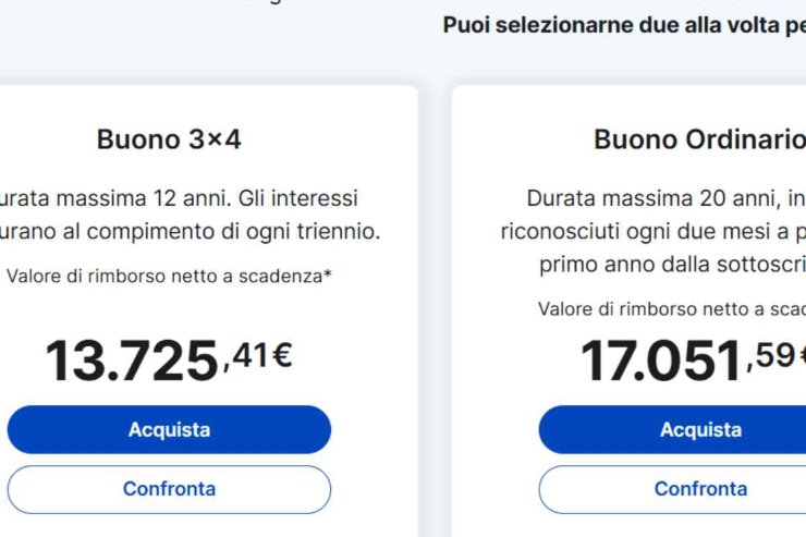 Screenshot poste italiane simulatore rendimenti Buoni